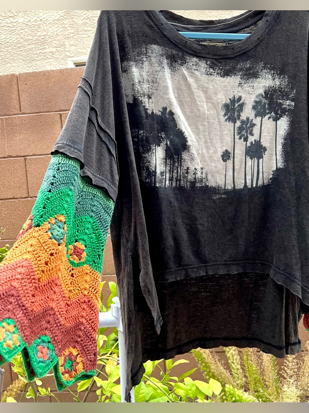 We the Free People So Edgy Tee Oversized Slouchy Crochet Sleeve XS Small RARE - Picture 5 of 14